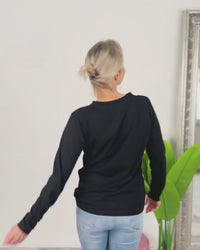 Herzlein® Longsleeve-Shirt mit Herzchen in Schwarz