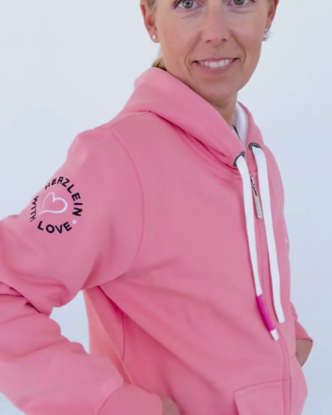 Herzlein® Sweatjacke "Freude Liebe Glück" in Coral