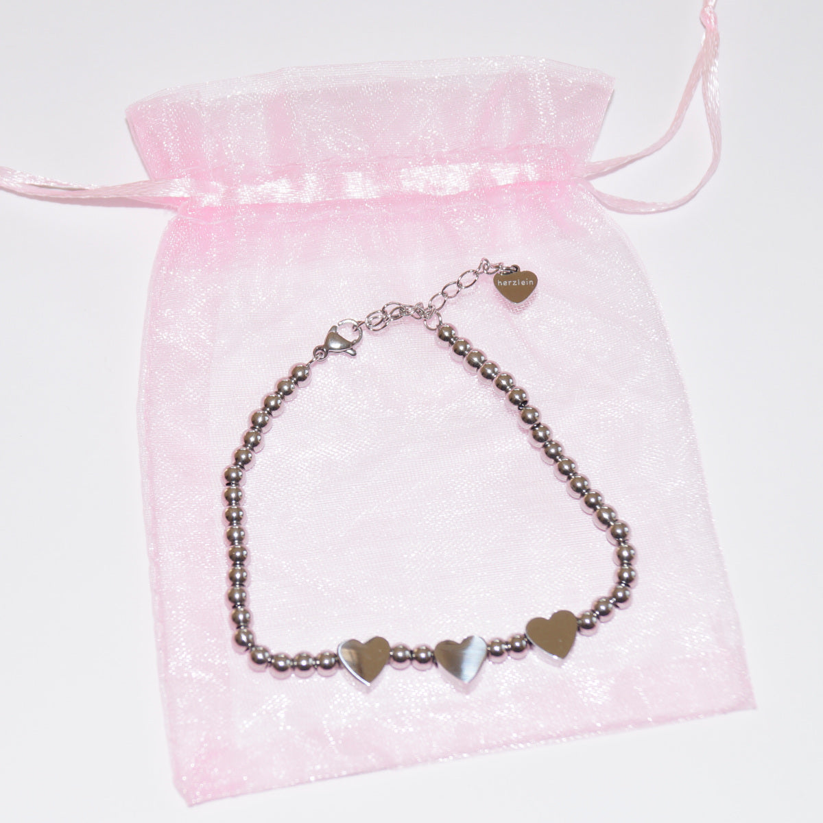 Herzlein® Armband, hübsches Armbändchen mit Herz Herzchen in Silberfarbe