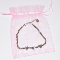 Herzlein® Armband, hübsches Armbändchen mit Herz Herzchen in Silberfarbe