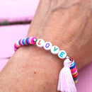 Herzlein® Armband, hübsches Armbändchen bunt mit dem Text LOVE