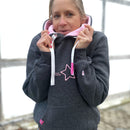Herzlein® Hoodie in Dunkelgrau - STAR Kapuzenpulli Kapuzenpullover für Damen Baumwolle