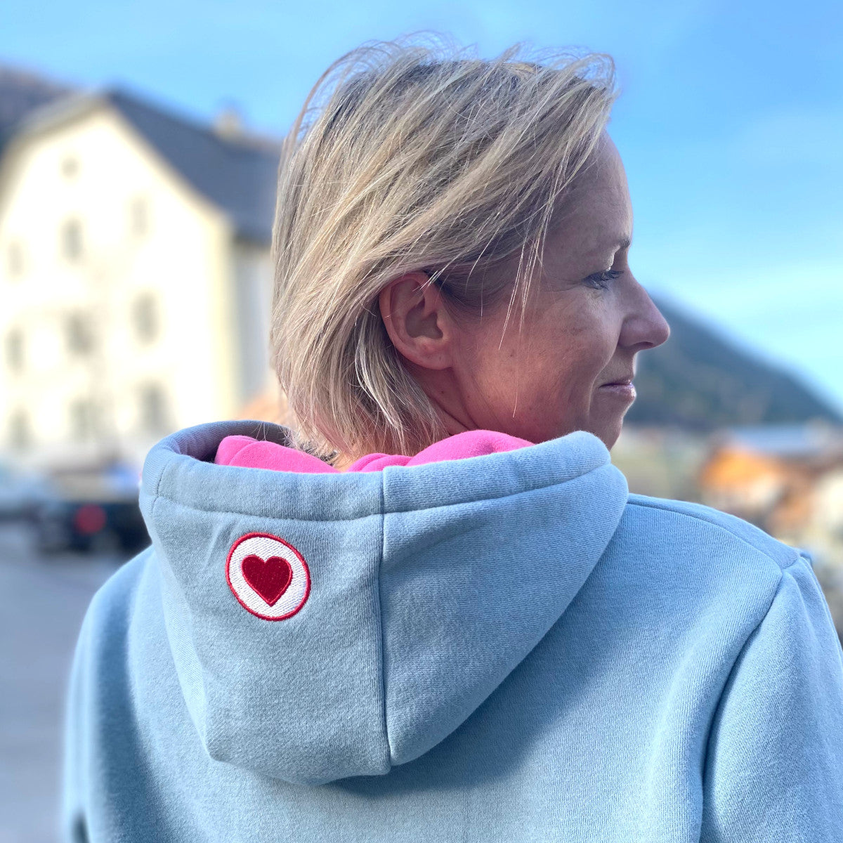 Herzlein® Hoodie Kapuzenpullover in Hellgrau für Damen Frauen Mädchen Baumwolle