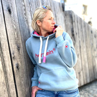 Herzlein® Hoodie in Hellgrau für Damen Frauen Mädchen Baumwolle