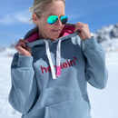 Herzlein® Hoodie Kapuzenpullover in Hellgrau für Damen Frauen Mädchen Baumwolle
