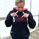 Herzlein® Hoodie in Schwarz mit LOVE Stick Kapuzenpulli Kapuzenpullover für Damen Baumwolle
