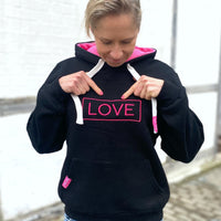 Herzlein® Hoodie in Schwarz mit LOVE Stick Kapuzenpulli Kapuzenpullover für Damen Baumwolle