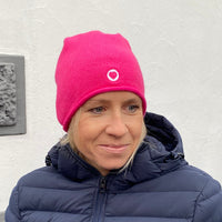 Herzlein® Beanie Mütze Strickmütze aus Kaschmir Cashmere mit Umschlag und edlem Herzchen Stick für Damen Frauen Mädchen