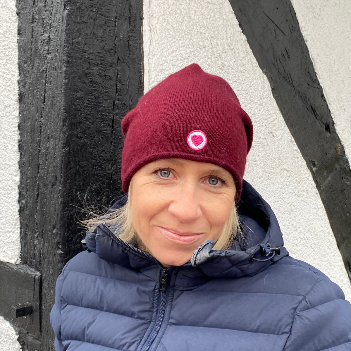 Herzlein® Kaschmir Beanie in Weinrot