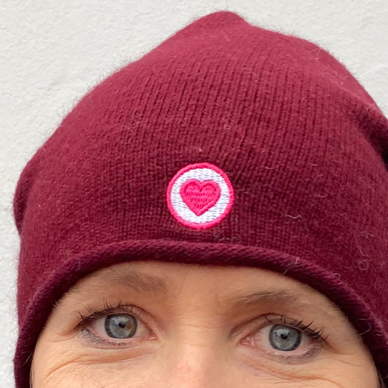 Herzlein® Kaschmir Beanie in Weinrot