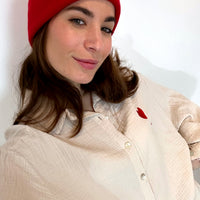 Herzlein Musselin Blouse Shirt Baumwolle Creme für Damen