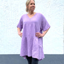 Herzlein Musselin Tunika aus Baumwolle Blouse Musselinblouse für Damen in Lila Lavendel