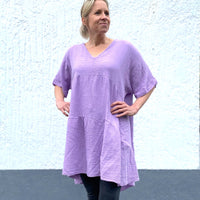 Herzlein Musselin Tunika aus Baumwolle Blouse Musselinblouse für Damen in Lila Lavendel