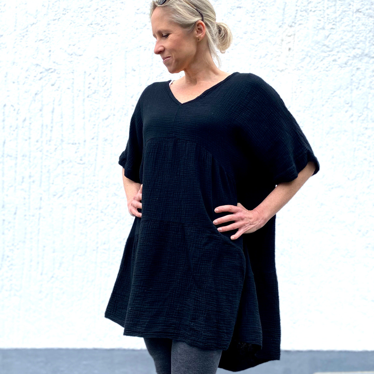 Musselin Tunika in Schwarz