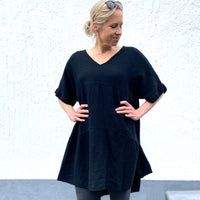 Herzlein Musselin Tunika aus Baumwolle Blouse Musselinblouse für Damen in Schwarz
