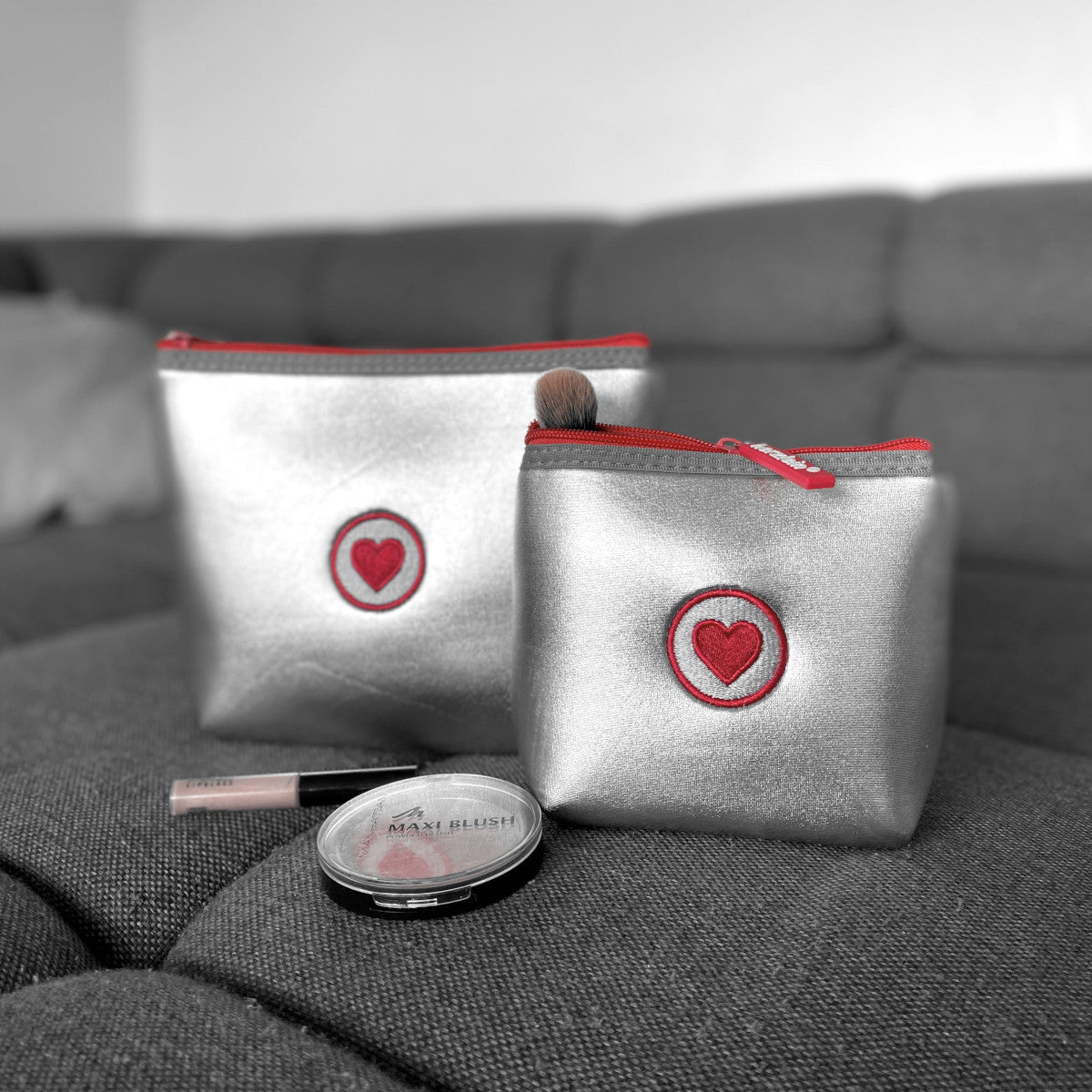 Herzlein® Täschchen Set Neopren in Silber