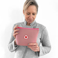 Herzlein® Neopren Tasche Kulturtasche Kulturbeutel Groß in Pink mit edlem Herzchen Stick