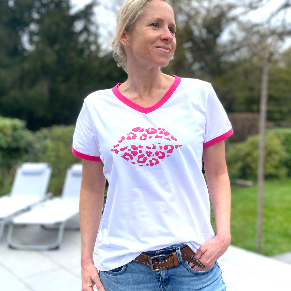 Herzlein® T-Shirt "Leo Lips" in Weiss